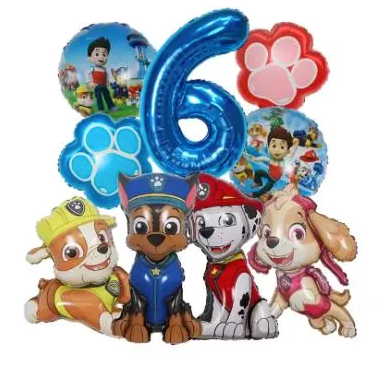 Bouquet Ballons Anniversaire Pat Patrouille avec Chiffre 0 à 8