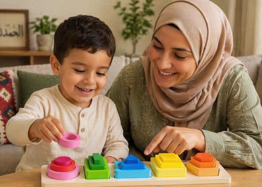 Jouet Montessori en Bois – Puzzle Formes & Couleurs – Développement Éveil Enfant