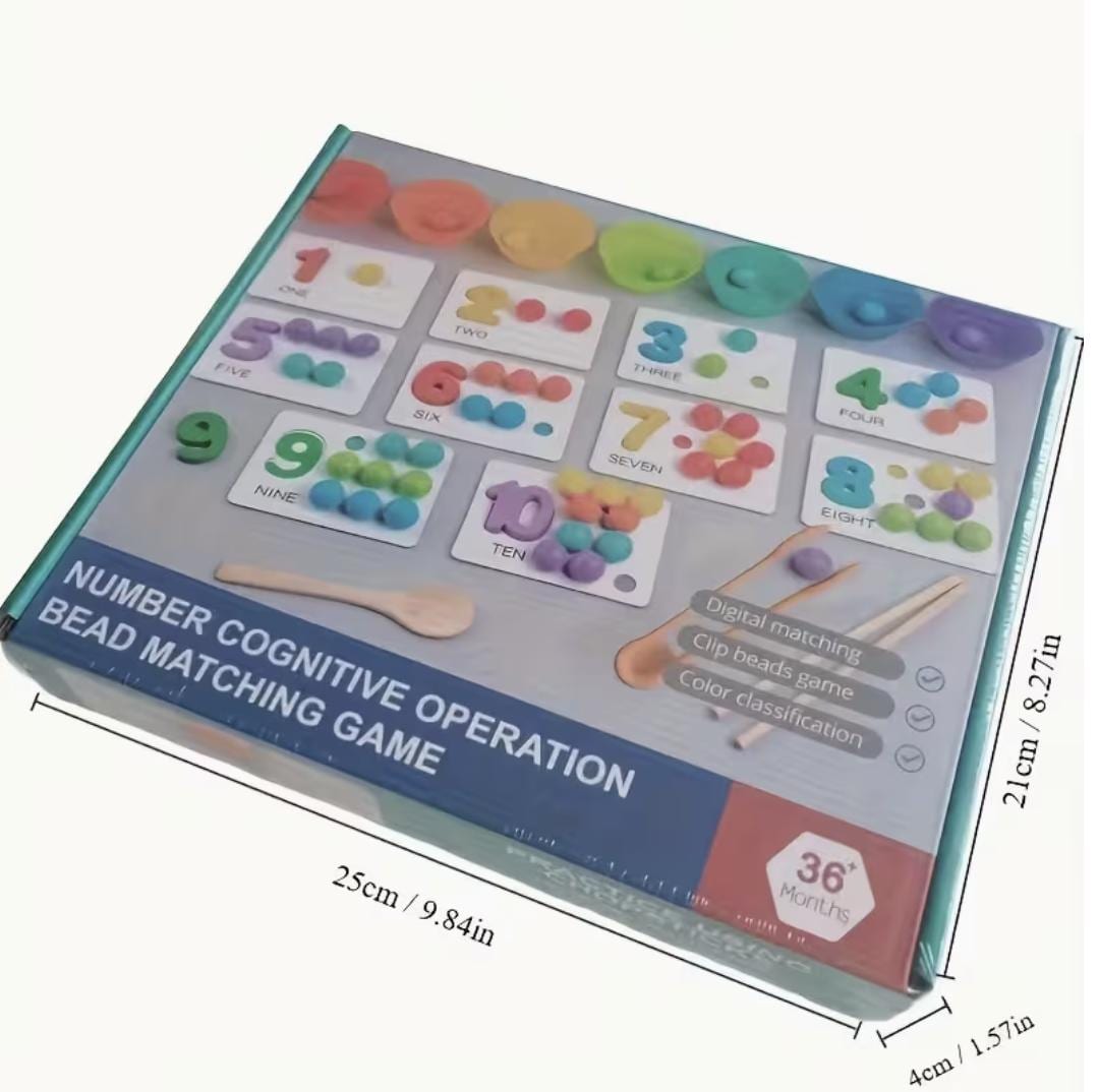 Jeu de comptage en bois - Jouet éducatif de mathématiques avec perles colorées version Anglais