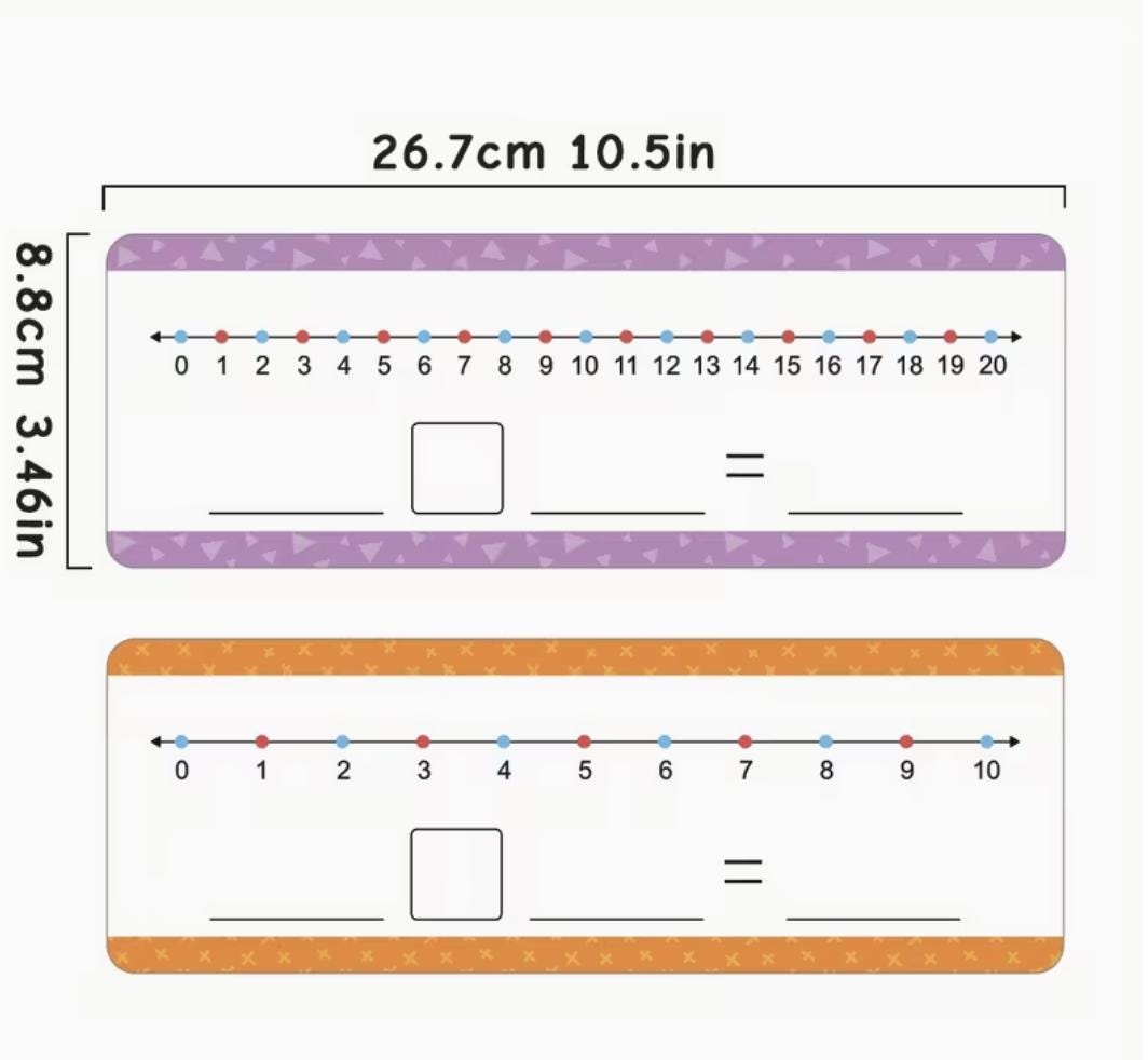 16 cartes numériques effaçables, 0-10, 0-20
