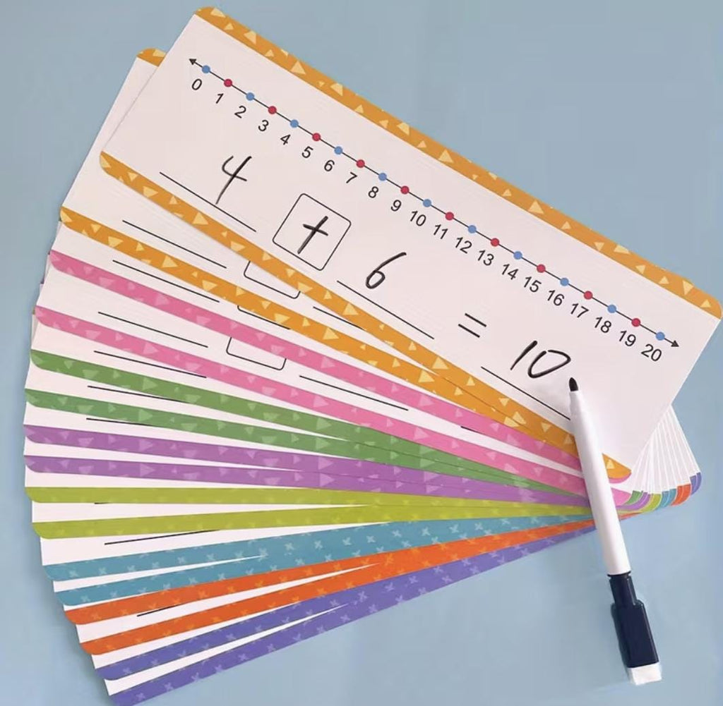 16 cartes numériques effaçables, 0-10, 0-20