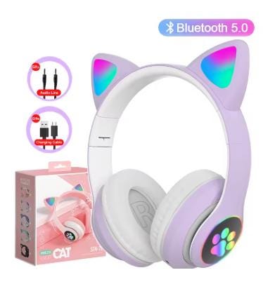 Casque Enfant Oreilles de Chat Bluetooth 5.0