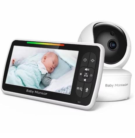 Baby Monitor Vidéo Sans Fil avec Caméra, Écran HD, Vision Nocturne, Interphone, Surveillance Bébé Sécurité, Caméra Bébé