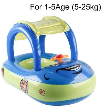 Bouée Bébé Voiture avec Pare-Soleil – Flotteur Sécurisé Piscine 1-5 ans
