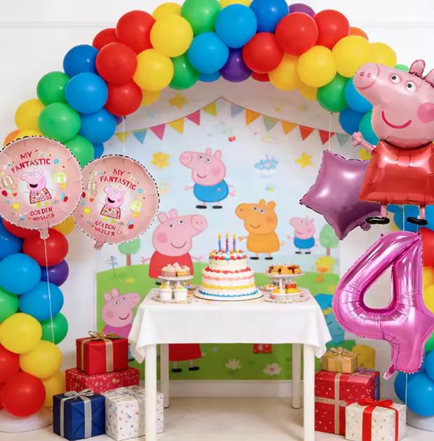 Bouquet Ballons Anniversaire Cochon Rose avec Chiffre 1 à 9 – Décoration Fête Enfant