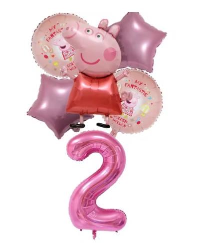 Bouquet Ballons Anniversaire Cochon Rose avec Chiffre 1 à 9 – Décoration Fête Enfant